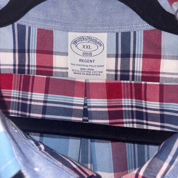 Brooks Brothers XXL Red White Blue Plaid Regent Collared Long Sleeve Shirt - Picture 2 of 7